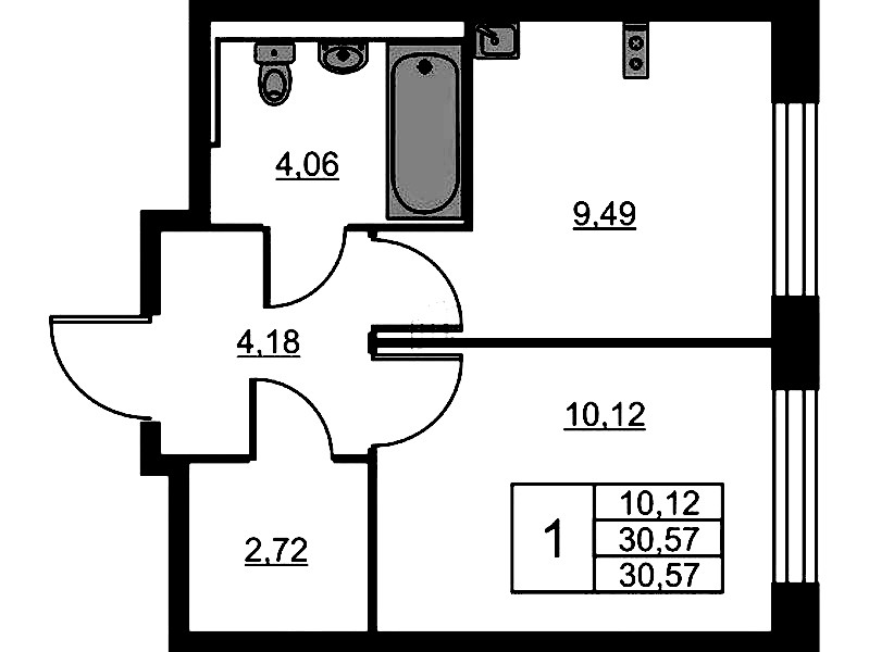 1-комнатная квартира 30.57 м², 3/24 эт., ЖК «Живи! В Рыбацком»
